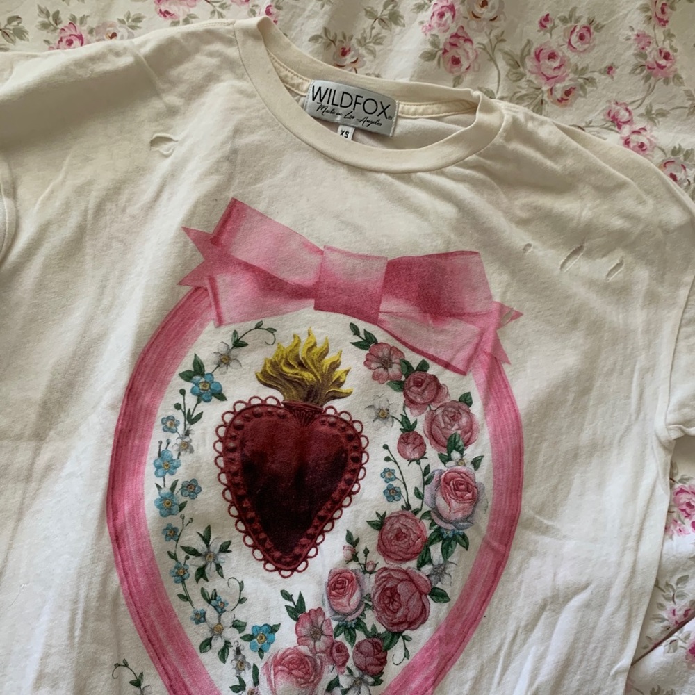 Wildfox Couture Roses Hearts Ribbon Tee